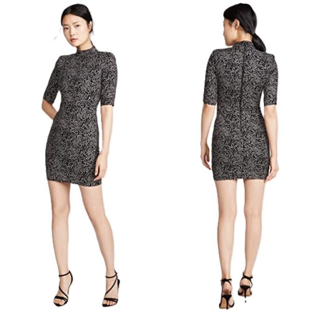 Alice + Olivia Mini Dress Inka Glitter Dot Strong-Shoulder  Cocktail Party